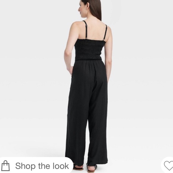 ✨NWT✨ UNIVERSAL THREAD Smocked Linen Black Maxi Jumpsuit - Picture 3 of 4